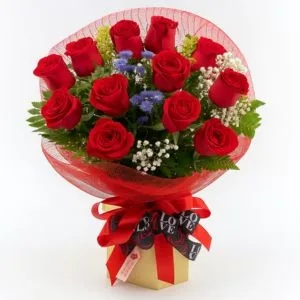 Buquê Luxo de Rosas em Tela Vermelha