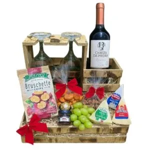 Cesta Luxo de Queijos e Vinho