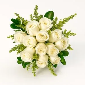 Buquê de 12 Rosas Brancas
