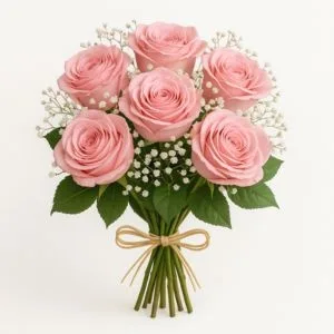 Buquê de 7 Rosas Rosadas