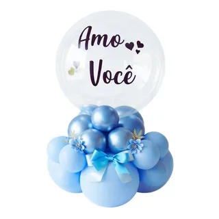 Arranjo de Balão Azul Amo Você