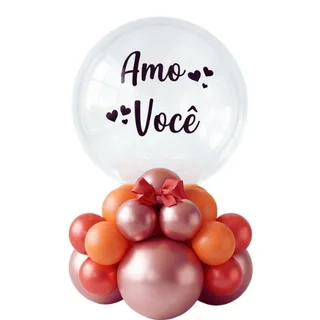 Arranjo de Balão Salmão Amo Você