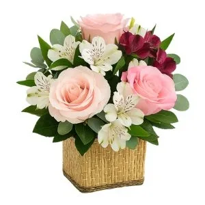 Arranjo de Flores do Campo em Tons Rosados