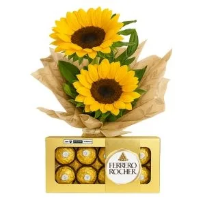 Arranjo de Girassol com Ferrero Rocher