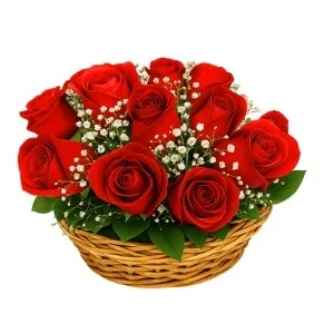 Balaio Com 12 Rosas Vermelhas