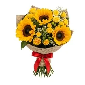 Buquê Admiravel Girassóis Com Mini Rosas