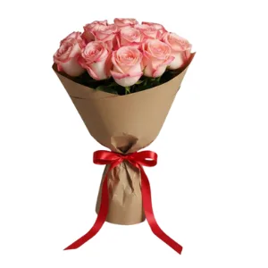 Buquê De 12 Rosas Cor De Rosas Com Gypsophilas