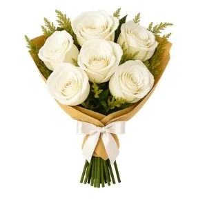 Buquê de 6 Rosas Brancas