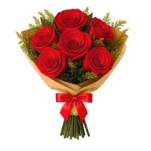 Buquê De 6 Rosas Vermelhas Com Tango