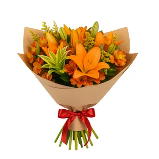 Buquê de Lírios e Flores Laranja