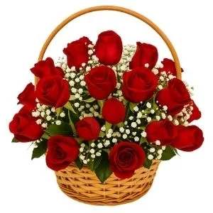 Cesta De Rosas Vermelhas Com Gypsophilas