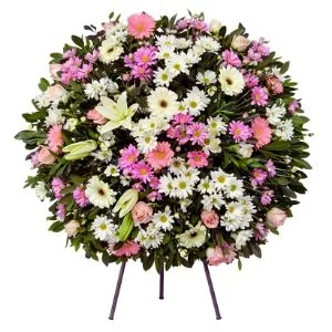 Coroa de Flores Grande com Flores Rosadas