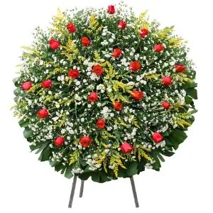 Coroa de Flores Grande com Rosas Vermelhas