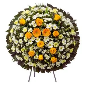 Coroa de Flores Média com Flores Amarelas