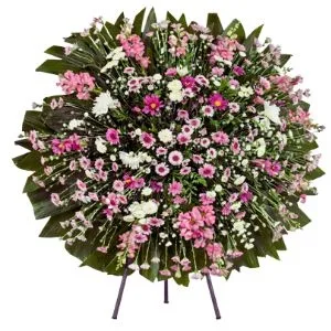Coroa de Flores Média com Flores do Campo Rosadas