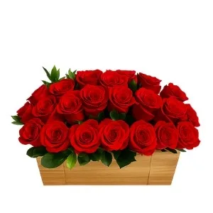 Luxuosa Floreira Com 24 Rosas Vermelhas