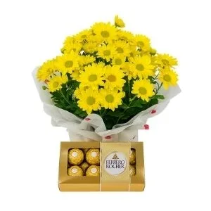 Mini Margarida Amarela Com Ferrero Rocher De 8 Unidades