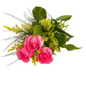 Ramalhete de 3 Rosas Rosadas