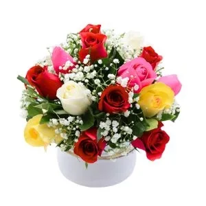 Arranjo com 14 Rosas Colorida