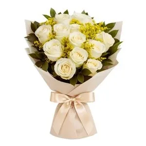 Buquê de 12 Rosas Brancas