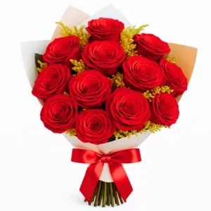 Buquê de 12 Rosas Vermelhas com Tango