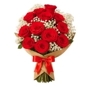 Buquê de 12 Rosas Vermelhas