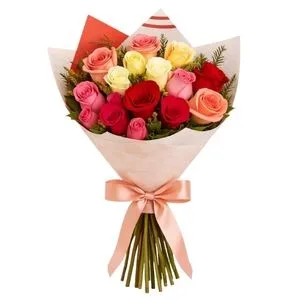 Buquê de 16 Rosas Coloridas