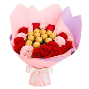 Buquê de 17 Rosas com Ferrero Rocher
