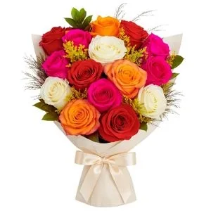 Buquê de 18 Rosas Coloridas