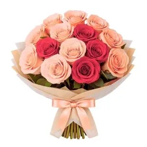 Buquê de 18 Rosas nas Cores Pink e Vânia