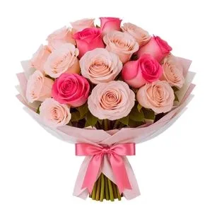 Buquê de 20 Rosas em Tons Rosados