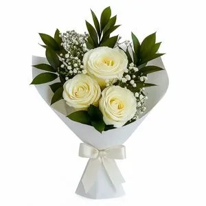 Buquê de 3 Rosas Brancas