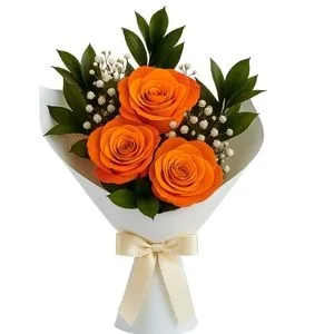 Buquê de 3 Rosas Laranjas