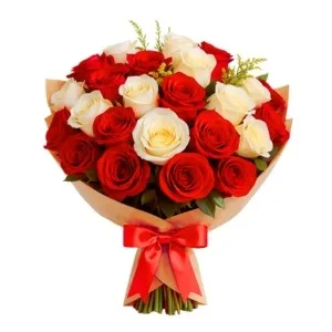 Buquê de 30 Rosas de Duas Cores