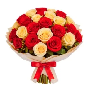 Buquê de 34 Rosas de Duas Cores