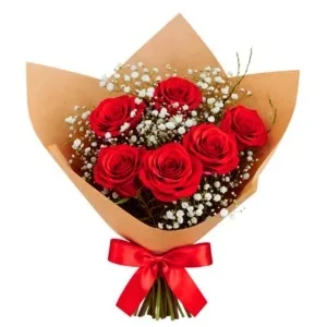 Buquê de 6 Rosas Vermelhas