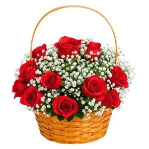 Cesta de 12 Rosas Vermelhas