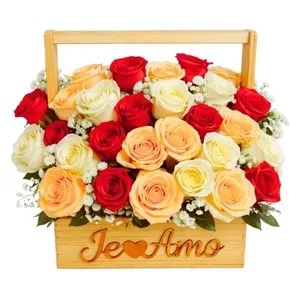 Cesta de 30 Rosas Coloridas
