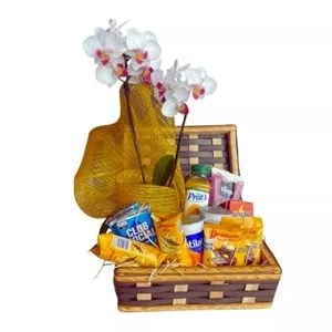 Cesta de café da Manhã com Orquídea
