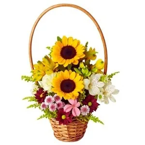 Cesta de Flores do Campo com Girassol