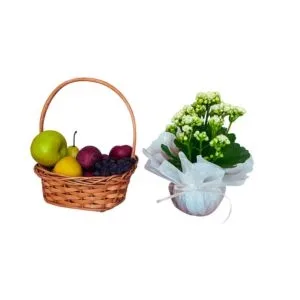 Cesta de Frutas com Flores