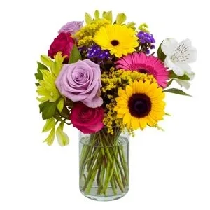 Mix de Flores Coloridas no Vaso