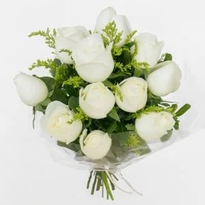 Buquê de 12 Rosas Brancas