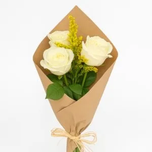 Buquê de 3 Rosas Brancas