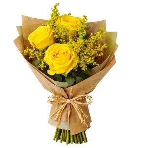 Buquê de 3 Rosas Amarelas