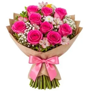 Buquê de 10 Rosas Pink