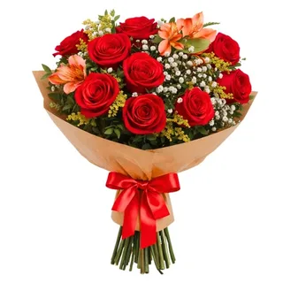 Buquê de 10 Rosas Vermelhas