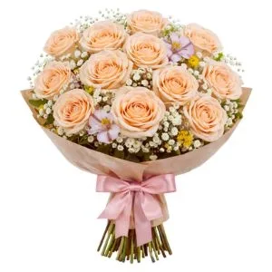 Buquê de 12 Rosas Champagne