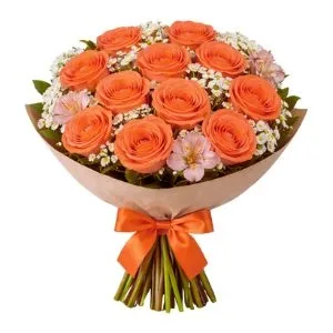 Buquê de 12 Rosas Salmão