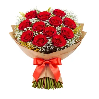Buquê de 12 Rosas Vermelhas